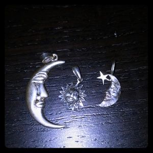 Sterlig silver sun moon set of pendants